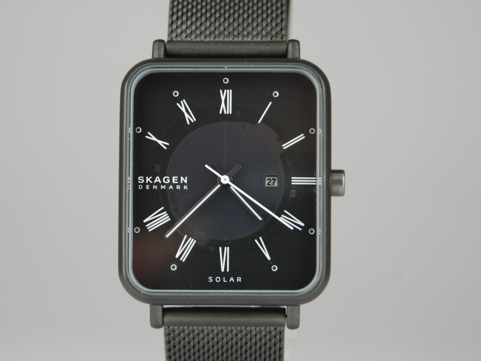 USED/B】SKAGENスカーゲン SKW6757 ソーラー時計 スクエア グレー 