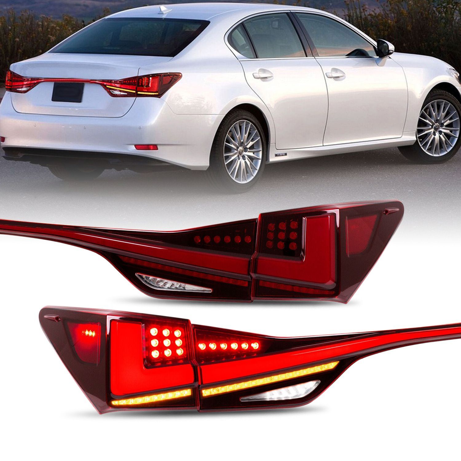 送料無料】レクサス GS 2012-2020年 対応 フルワイド LEDテールランプ