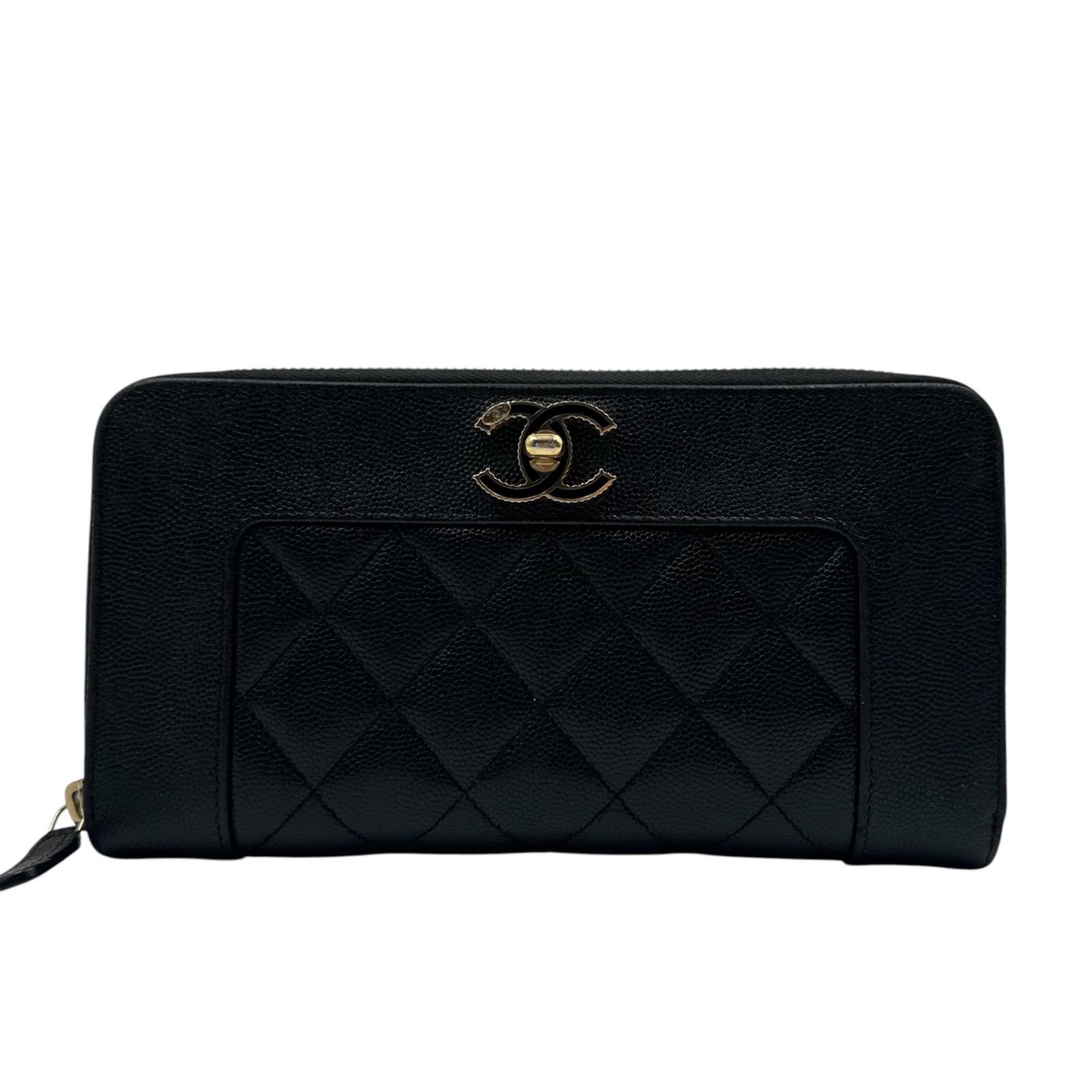 【良品】CHANEL 長財布 マドモアゼル ラウンドジップ キャビアスキン 黒 良品✨ CHANEL chanel シャネル 長財布 ロングウォレット マドモアゼル