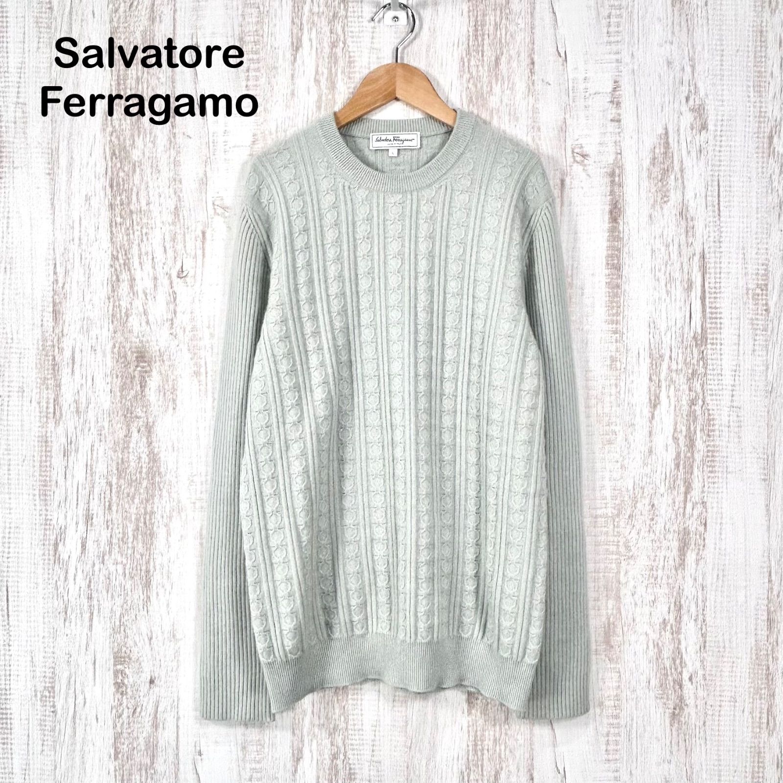 Salvatore Ferragamo サルヴァトーレフェラガモ ロゴ ガンチーニ カシミヤニット ロングスリーブ セーター レディース 長袖 トップス オーバーサイズ