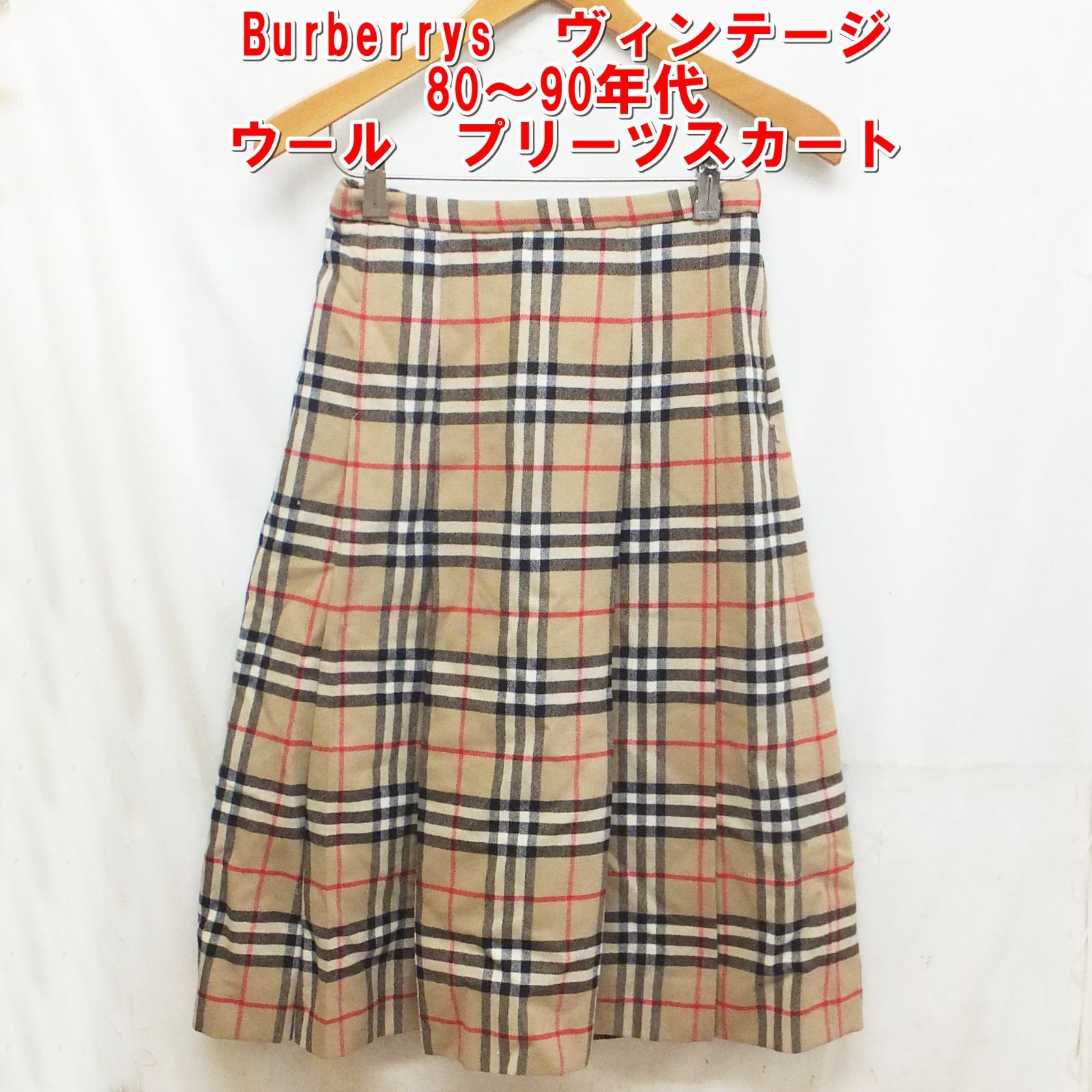 S012【希少】Burberrys ヴィンテージ ノバチェック ウール プリーツ