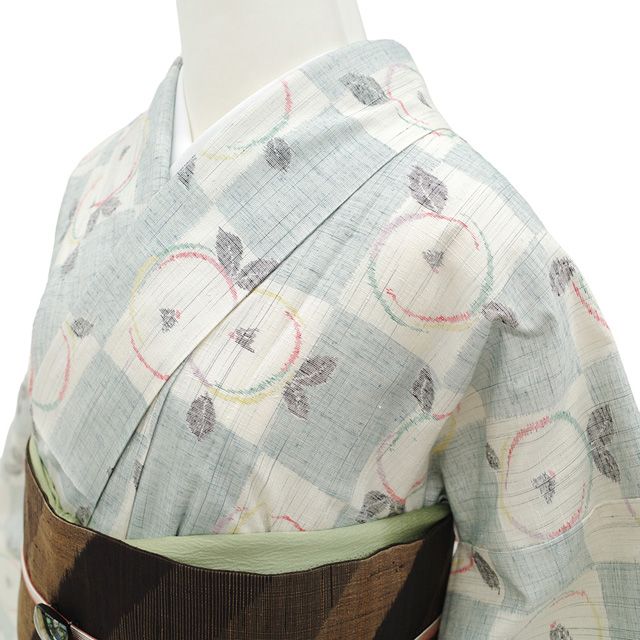 新古品】 小千谷紬 単衣 着物 未使用 正絹 春 秋 真綿紬 オフホワイト