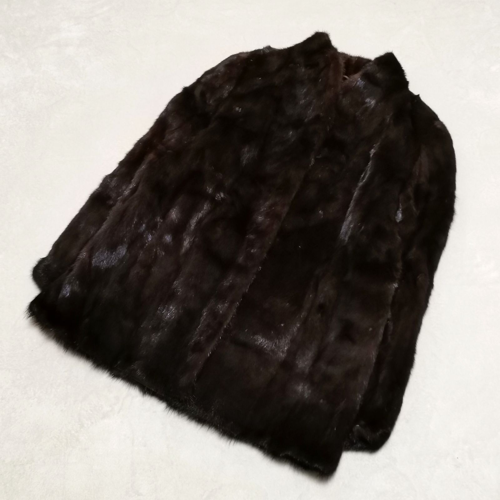 毛皮 ミンク コート ブラウン 13号 中古美品 管理番号KKVKSKO97