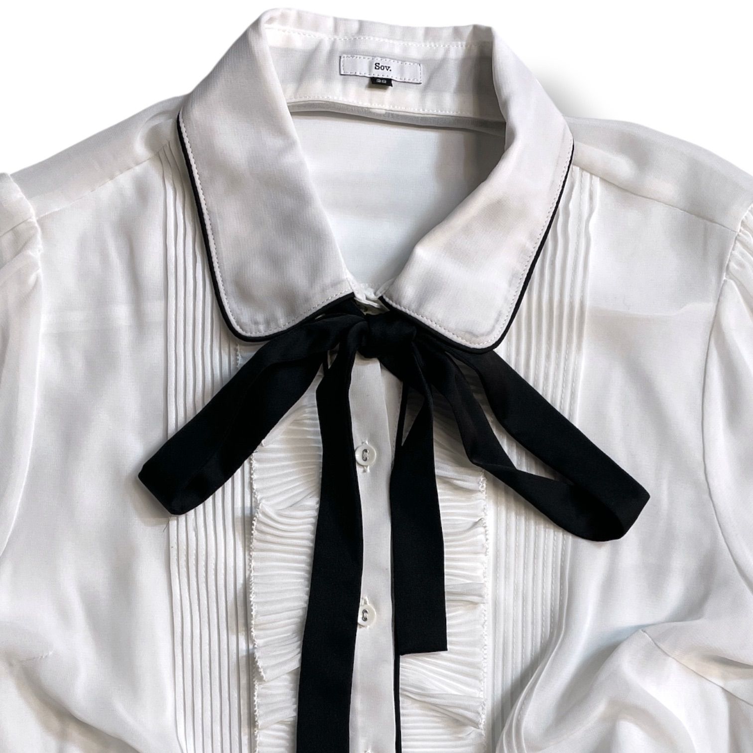 新品 未使用 タグ付き Sov. ソブ ポリエステルシフォンブラウス 