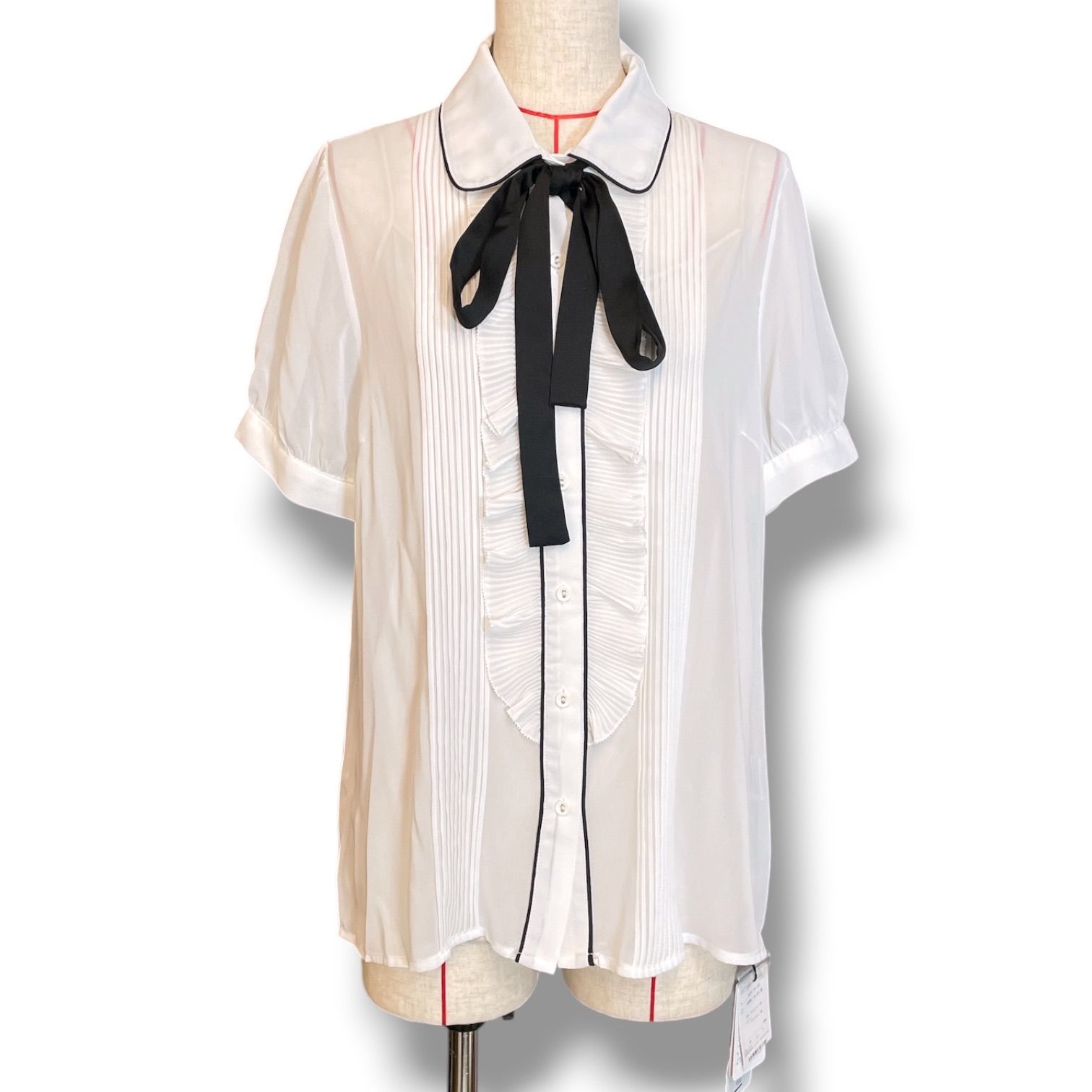 新品 未使用 タグ付き Sov. ソブ ポリエステルシフォンブラウス 