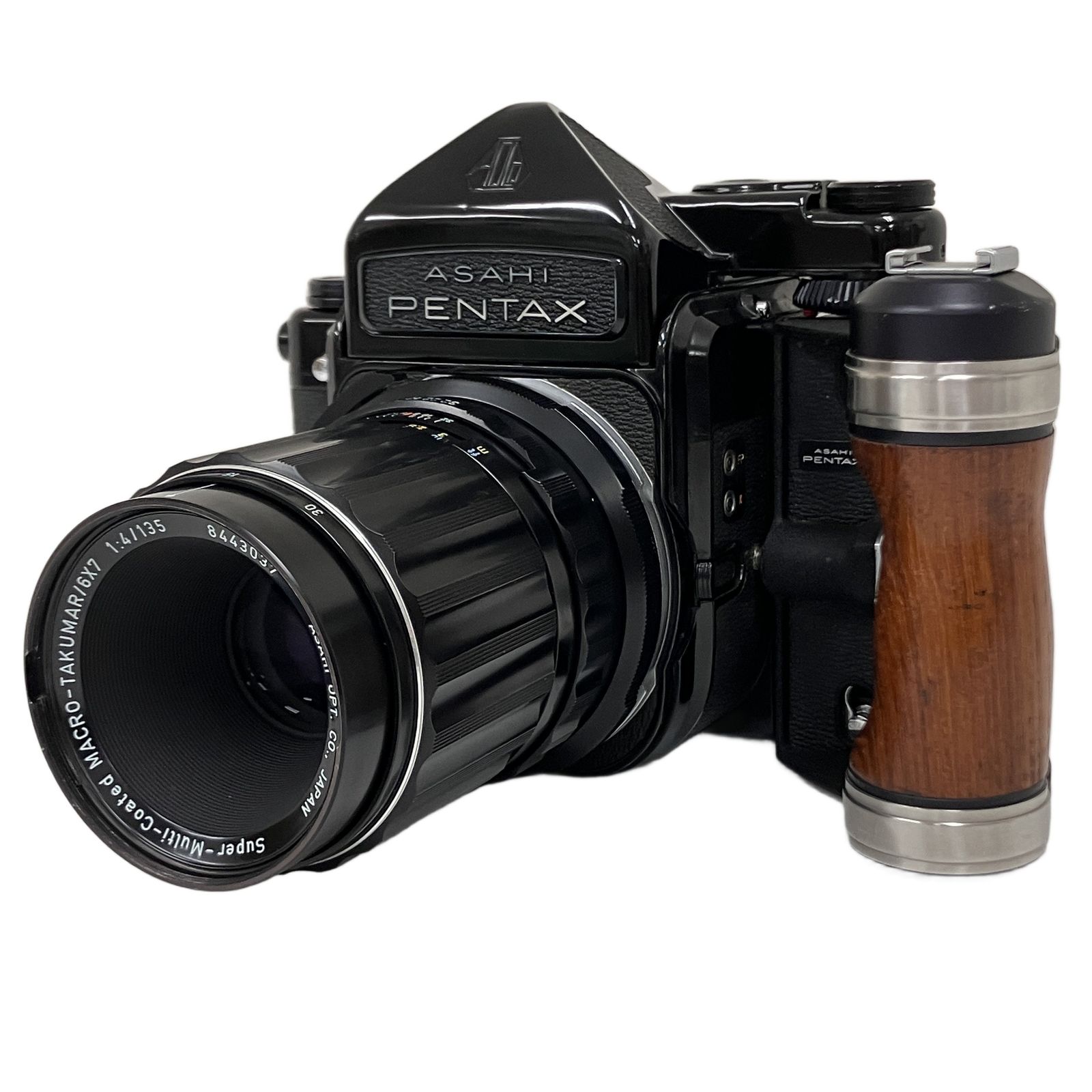 ASAHI PENTAX 6×7 フィルムカメラ木製グリップ 中判カメラ レンズ 