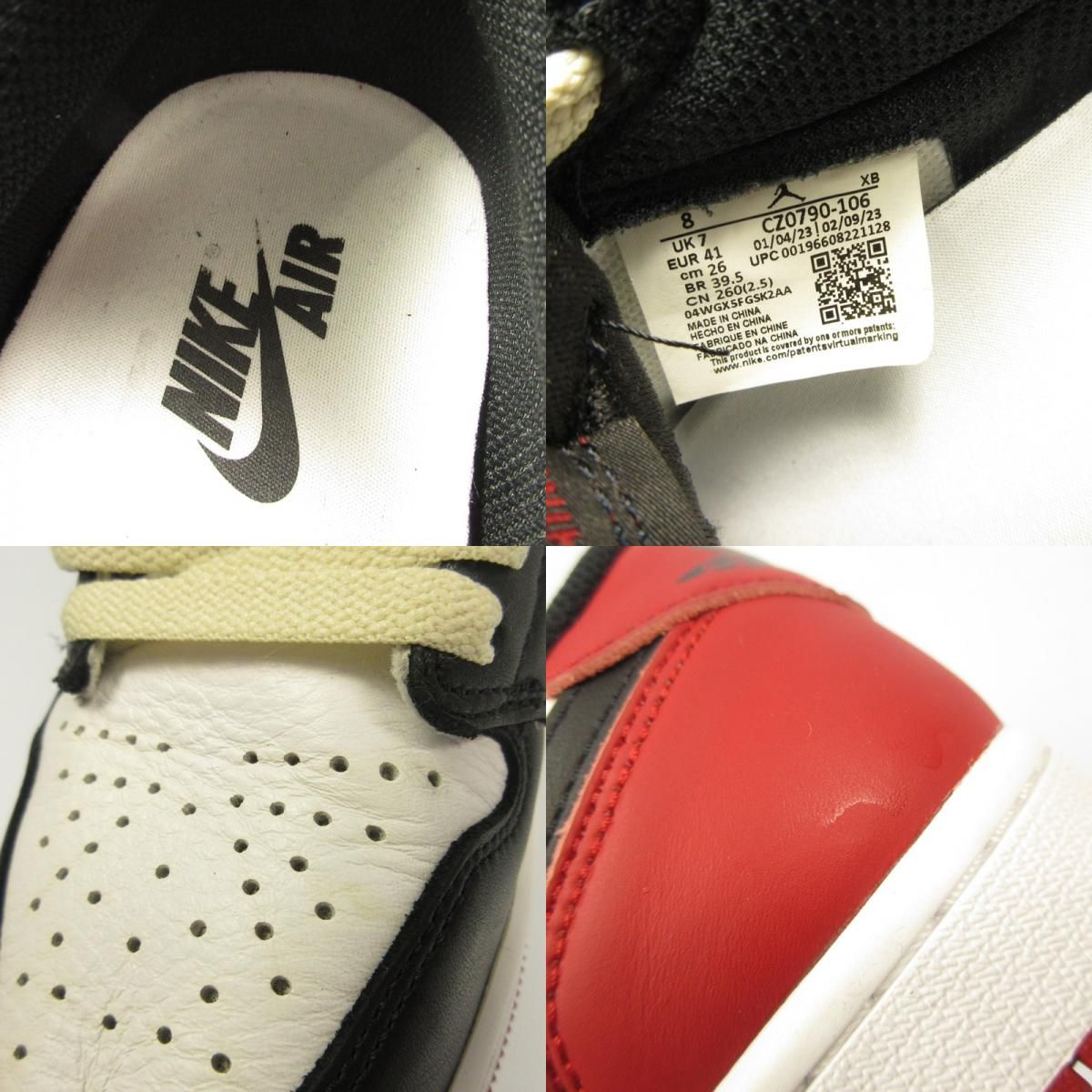【姫路東店】 中古 NIKE | ナイキ スニーカー AIR JORDAN 1 RETRO LOW OG CZ0790-106 レッド 26cm 【126】 姫路東店】 中古 NIKE | ナイキ スニーカー AIR JORDAN 1 RETRO LOW OG