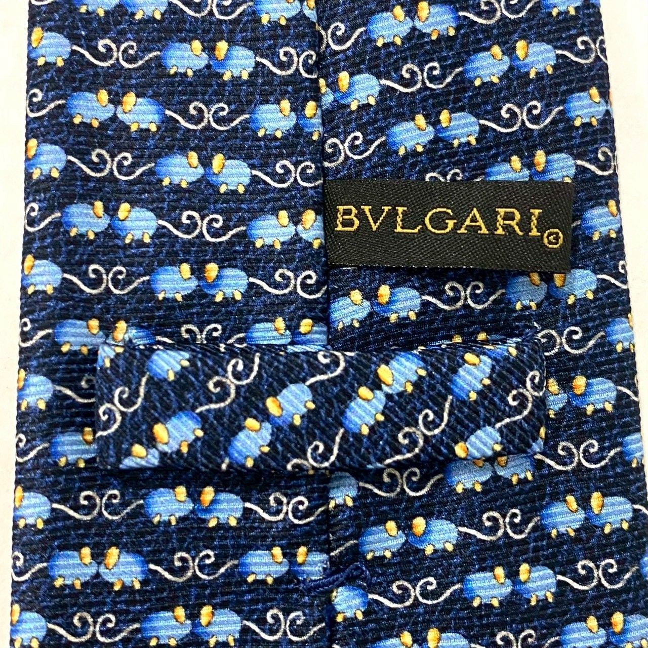 ●ブルガリ ( BVLGARI ) ネクタイ　のみ BVLGARI】ネクタイ SILK/シルク 100% セッテピエゲ ネイビー系 ブルー