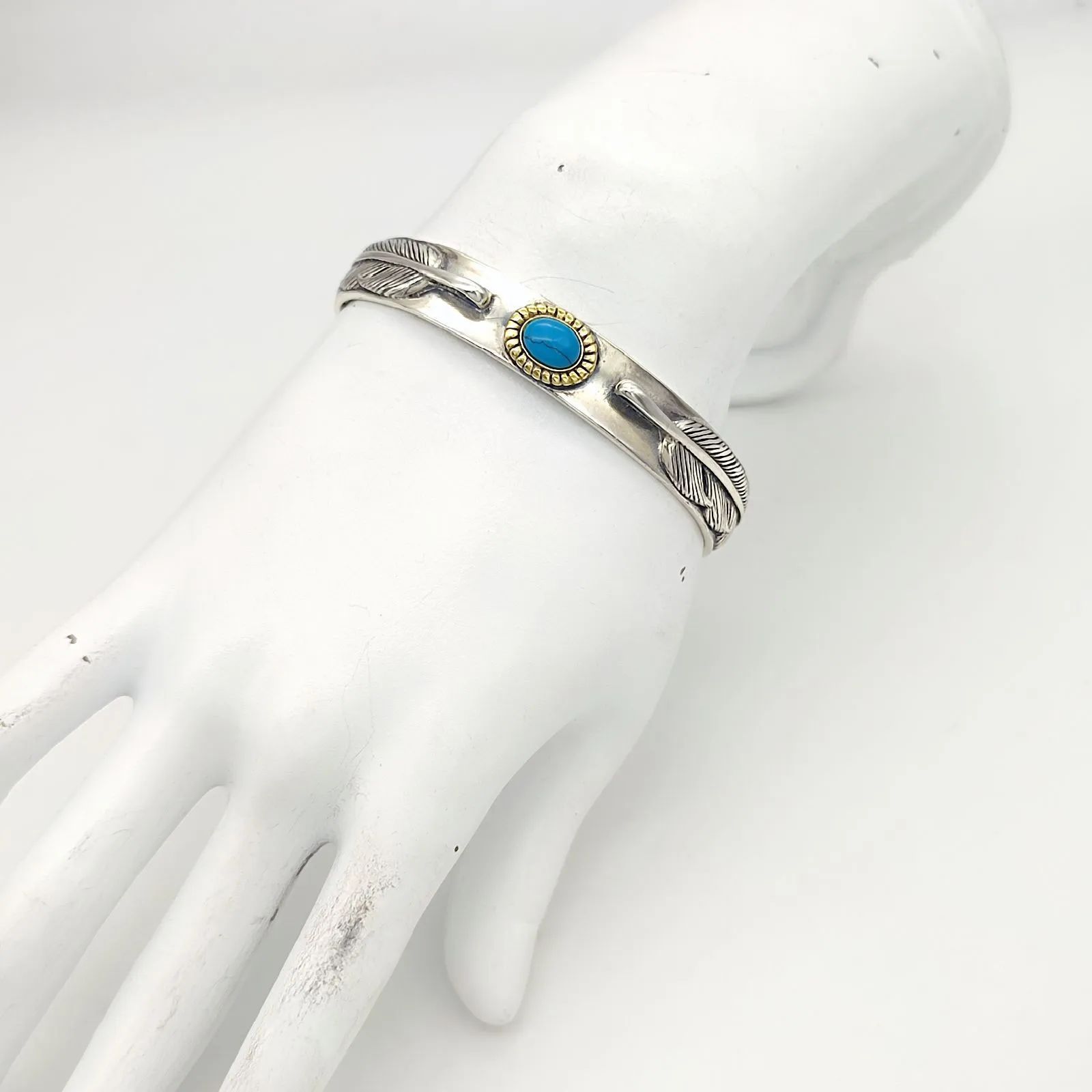 美品】ターコイズフェザーバングル SILVER シルバー925 26.2g - メルカリ