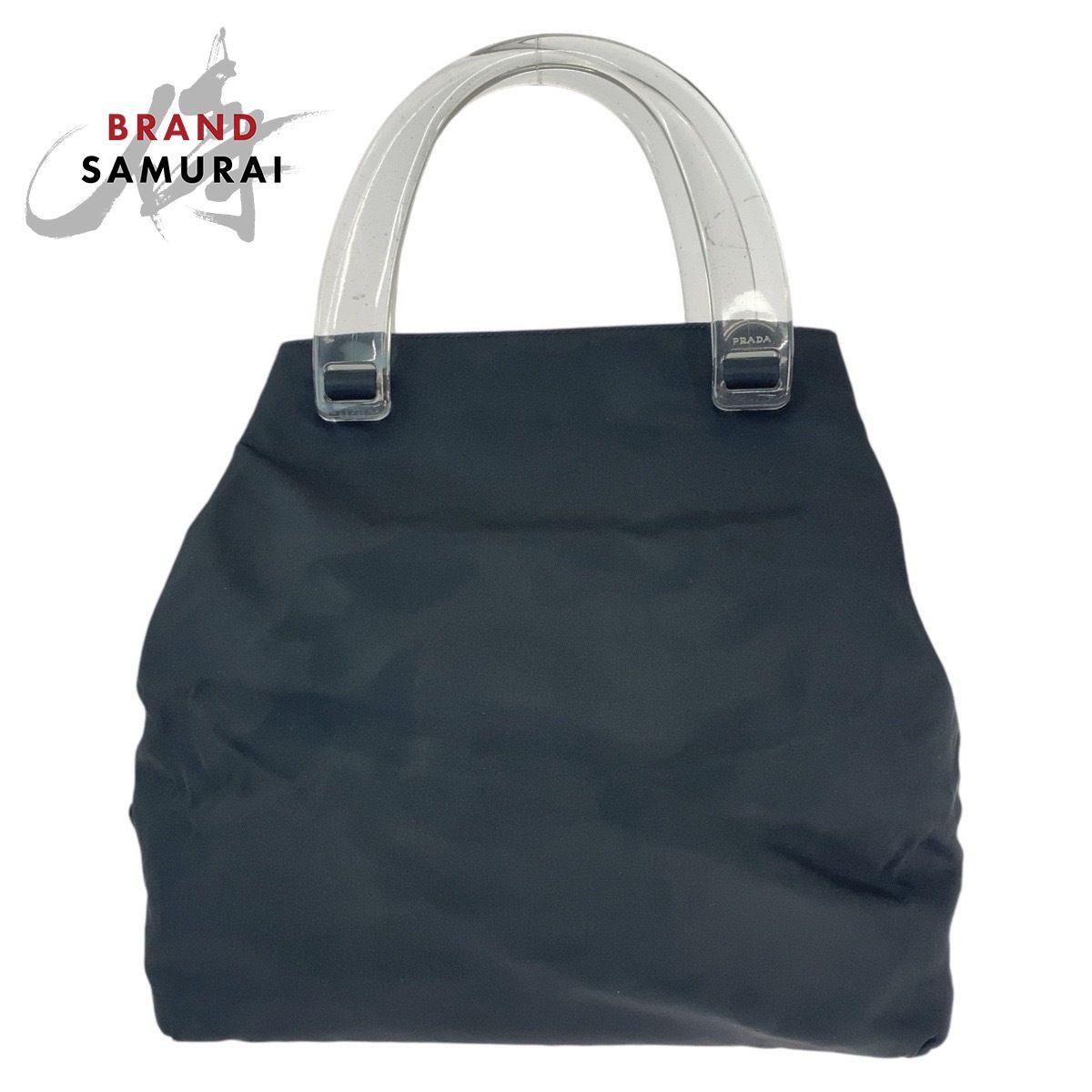 美品 PRADA プラダ テスート 三角ロゴプレート ブラック 黒
