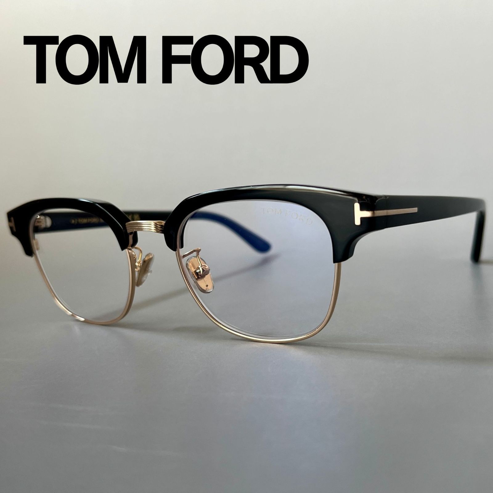 トムフォード メガネ サーモント ブラック ゴールド 黒 金 ブルーライトカット メンズ トムフォード メガネ TOM FORD サーモント ブロー ブラック