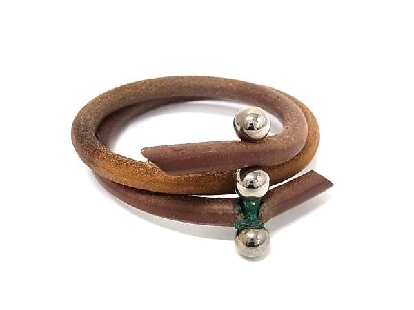 HERMES エルメス レザー チョーカー ネックレス アクセサリー ブラウン