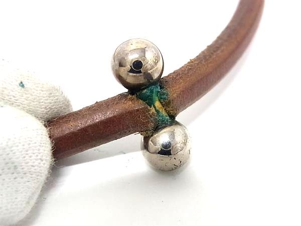 HERMES エルメス レザー チョーカー ネックレス アクセサリー ブラウン