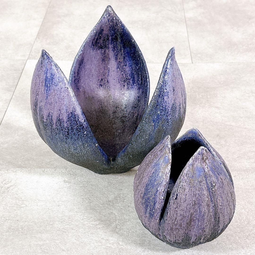 T763 仲岡信人 作 彩色灰釉群青 香炉 陶芸 陶品 藍色 紫 - メルカリ