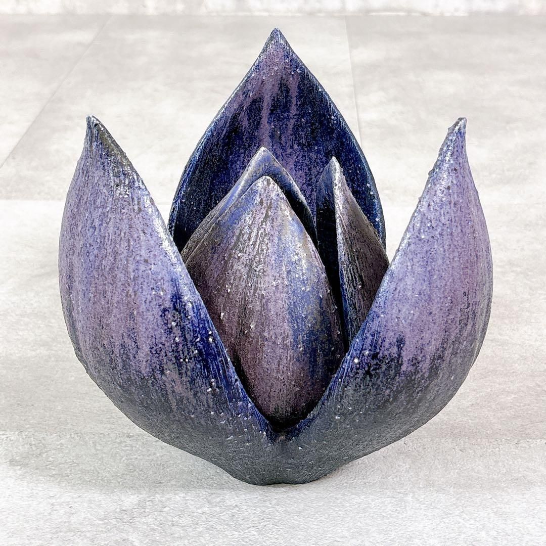 T763 仲岡信人 作 彩色灰釉群青 香炉 陶芸 陶品 藍色 紫 - メルカリ