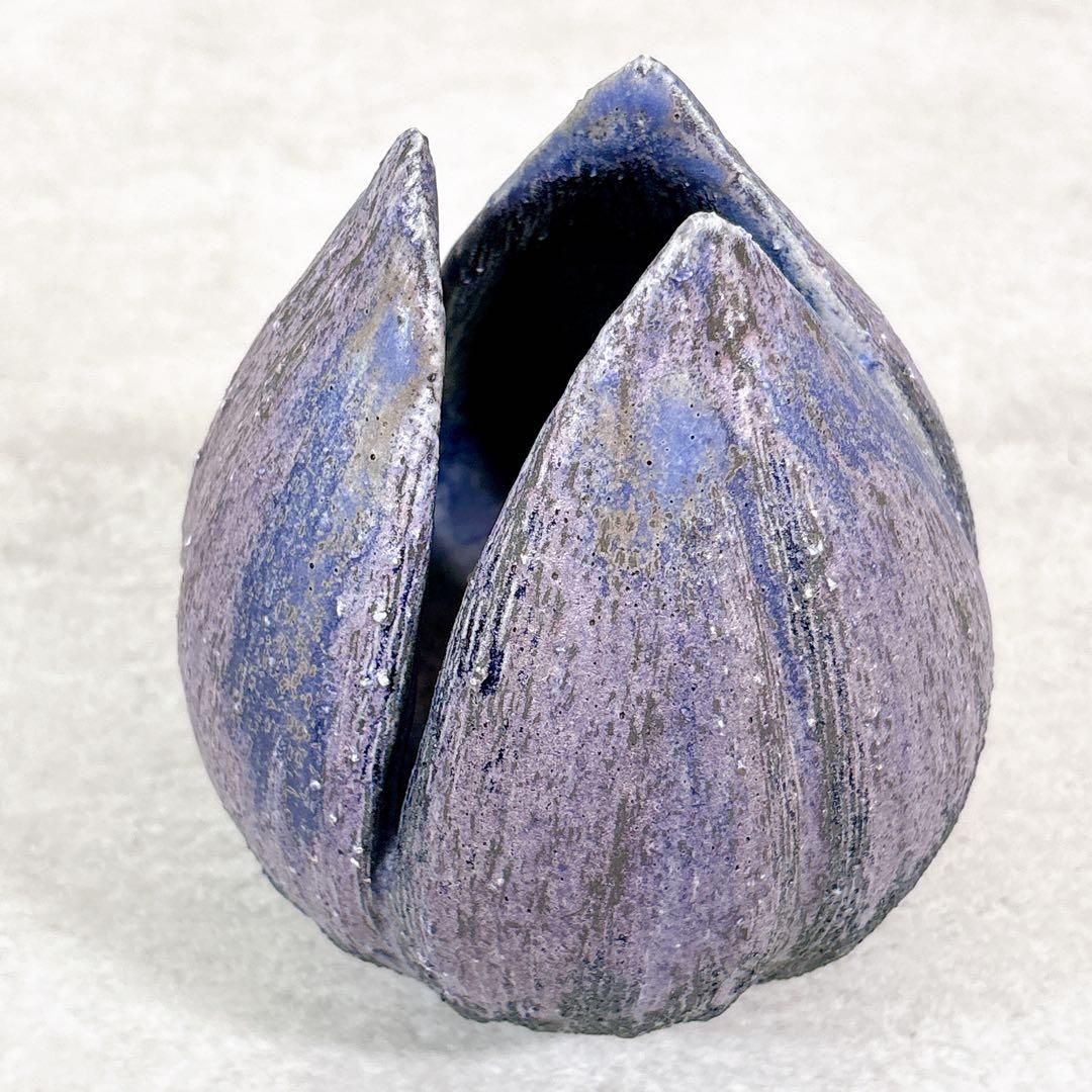 T763 仲岡信人 作 彩色灰釉群青 香炉 陶芸 陶品 藍色 紫 - メルカリ