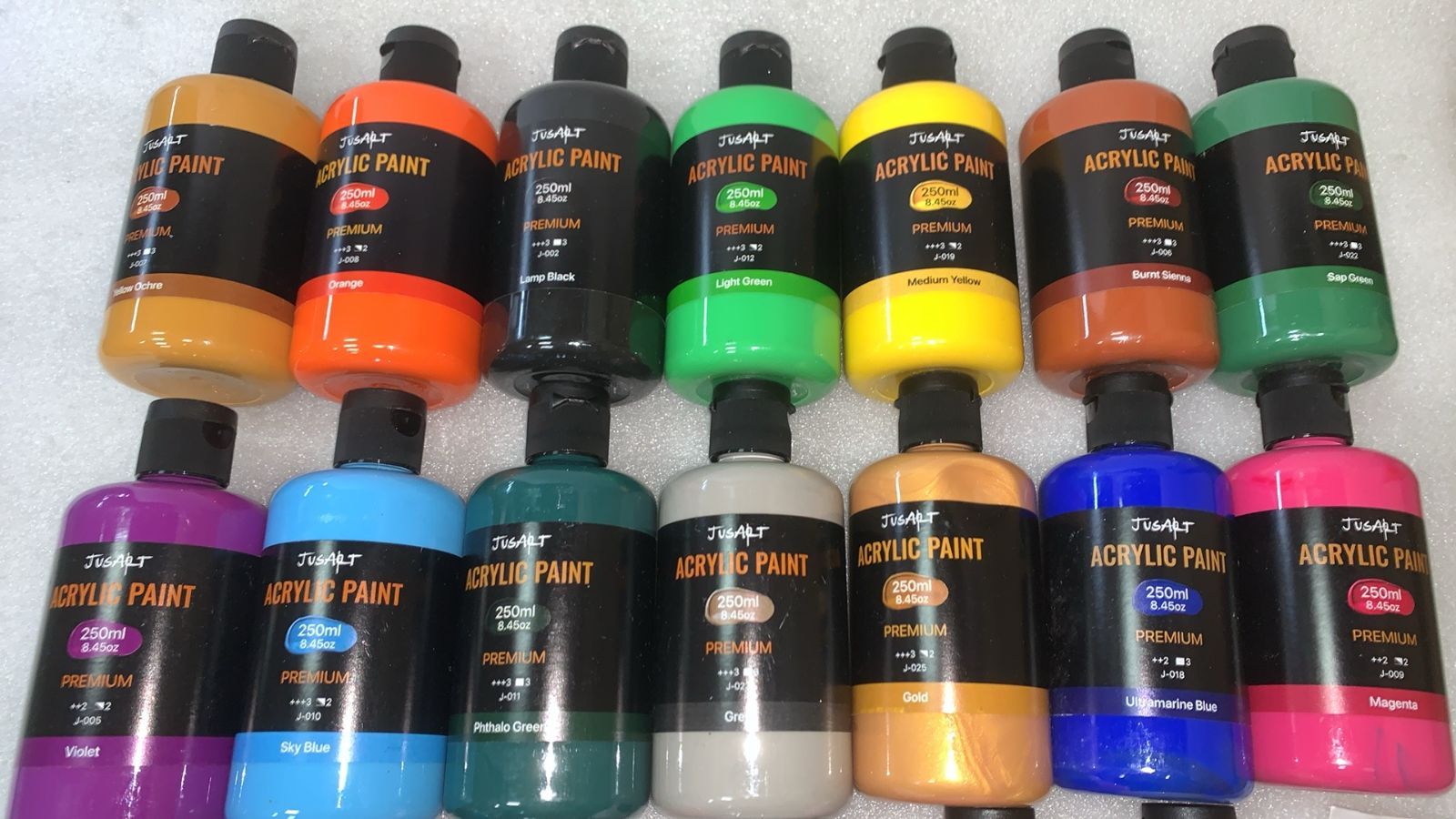 JusArt アクリル絵の具 23色 アクリル塗料セット 250ml--528167 B0D3Q7XM6R
