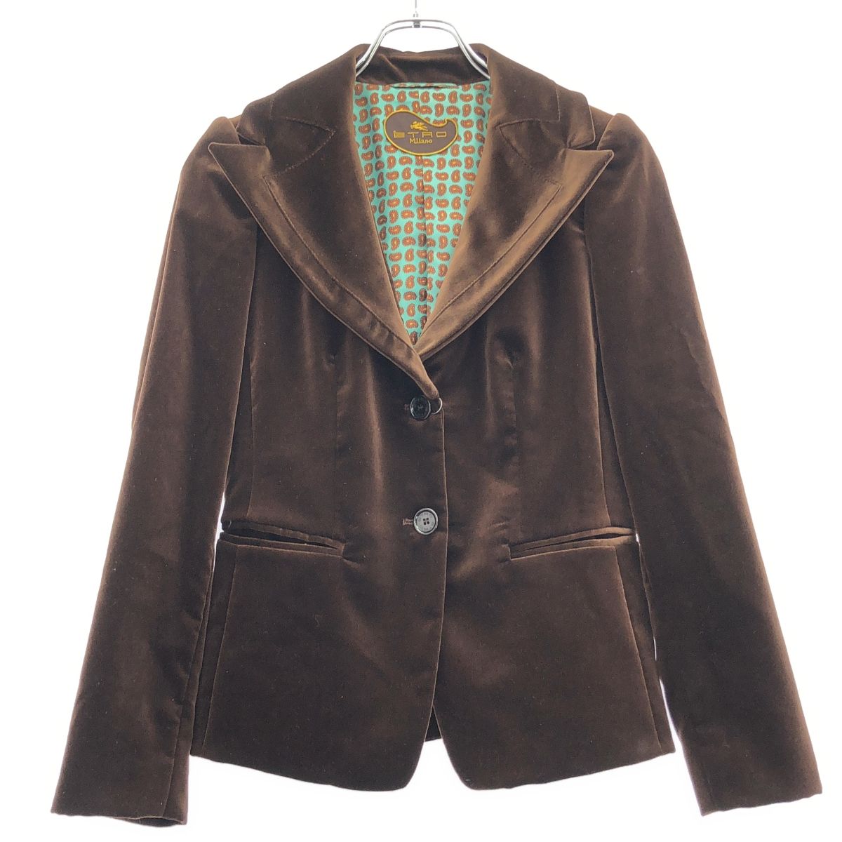 ETRO エトロ ベルベット テーラードジャケット ブラウン 40 - メルカリ