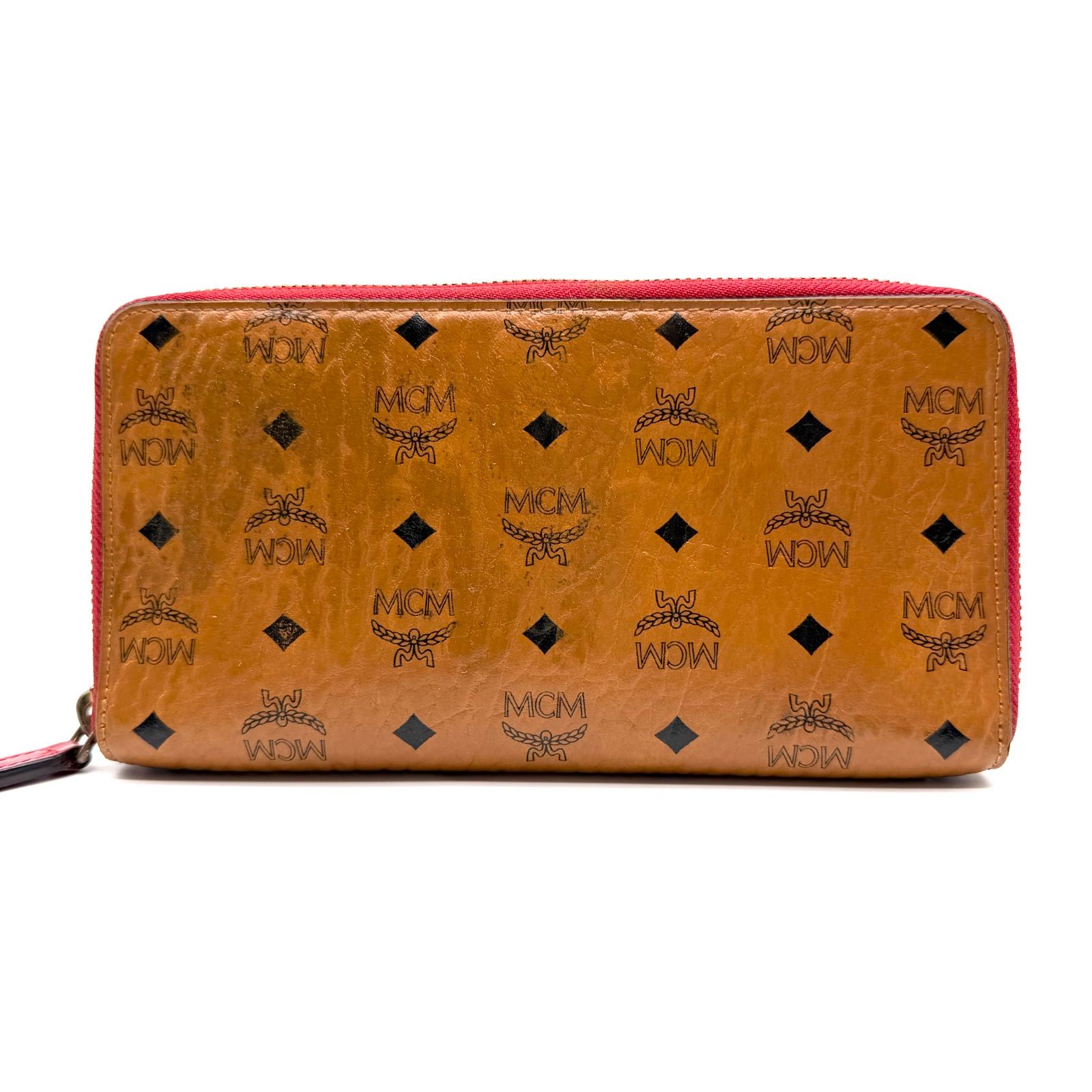 MCM エムシーエム ヴィセトス ラウンドファスナー 長財布 レッド 