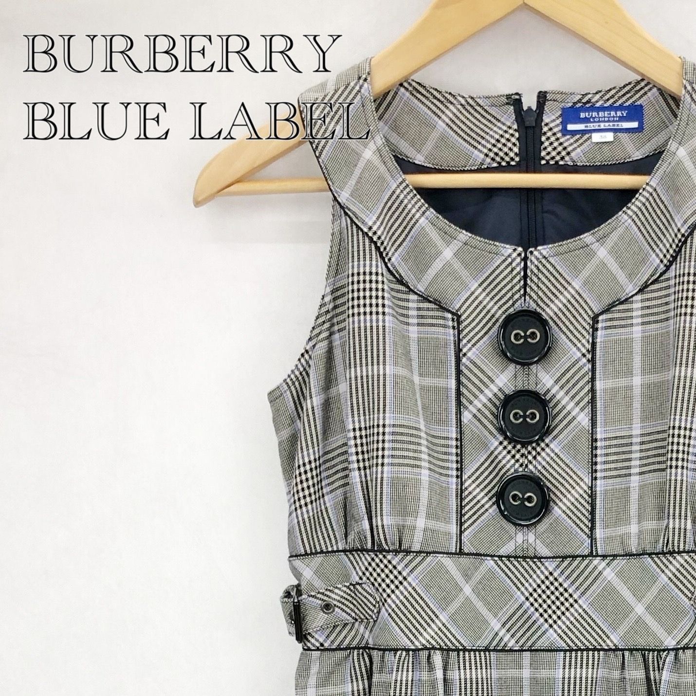 本店 フィレンツェ BURBERRY BLUE LABEL ノースリーブワンピース 38 