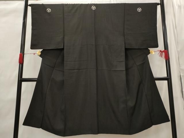 平和屋着物■男性　黒紋付　正絹　逸品　AABH7397st