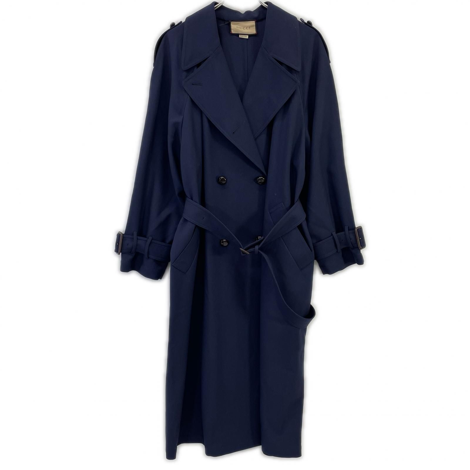 GUCCI グッチ 733953 2023年製 ネイビー ダブルブレスト トレンチコート 40 GUCCI グッチ 733953 2023年製 ネイビー ダブルブレスト トレンチコート 40