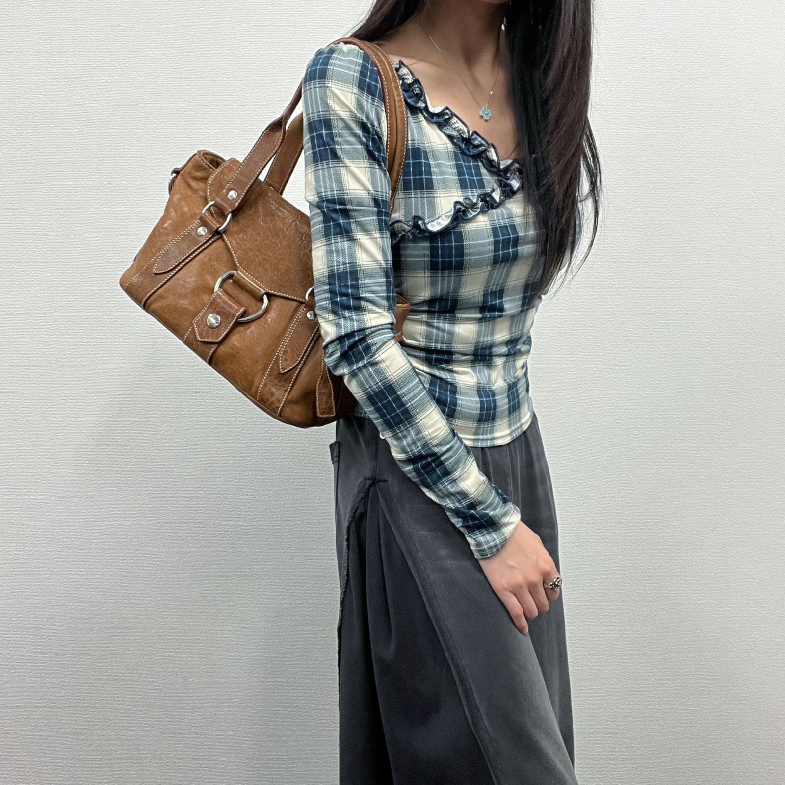 中古】miumiu ミュウミュウ ショルダーバッグ ブラウン レザー 
