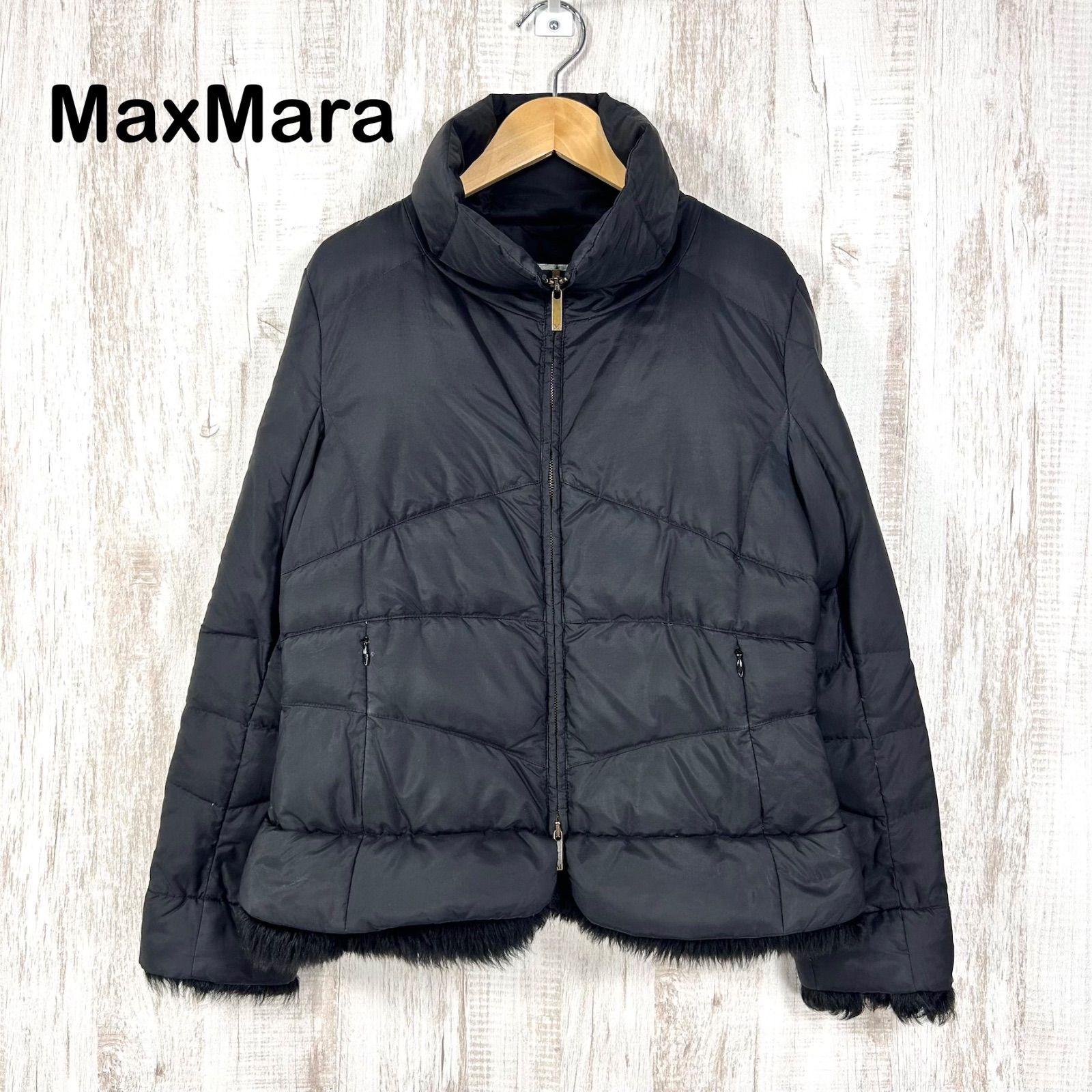 ペニーブラック　マックスマーラ　ダウンジャケット　ファージャケット　y2k 黒 MaxMara マックスマーラ ファー付き ダウンジャケット ブラック