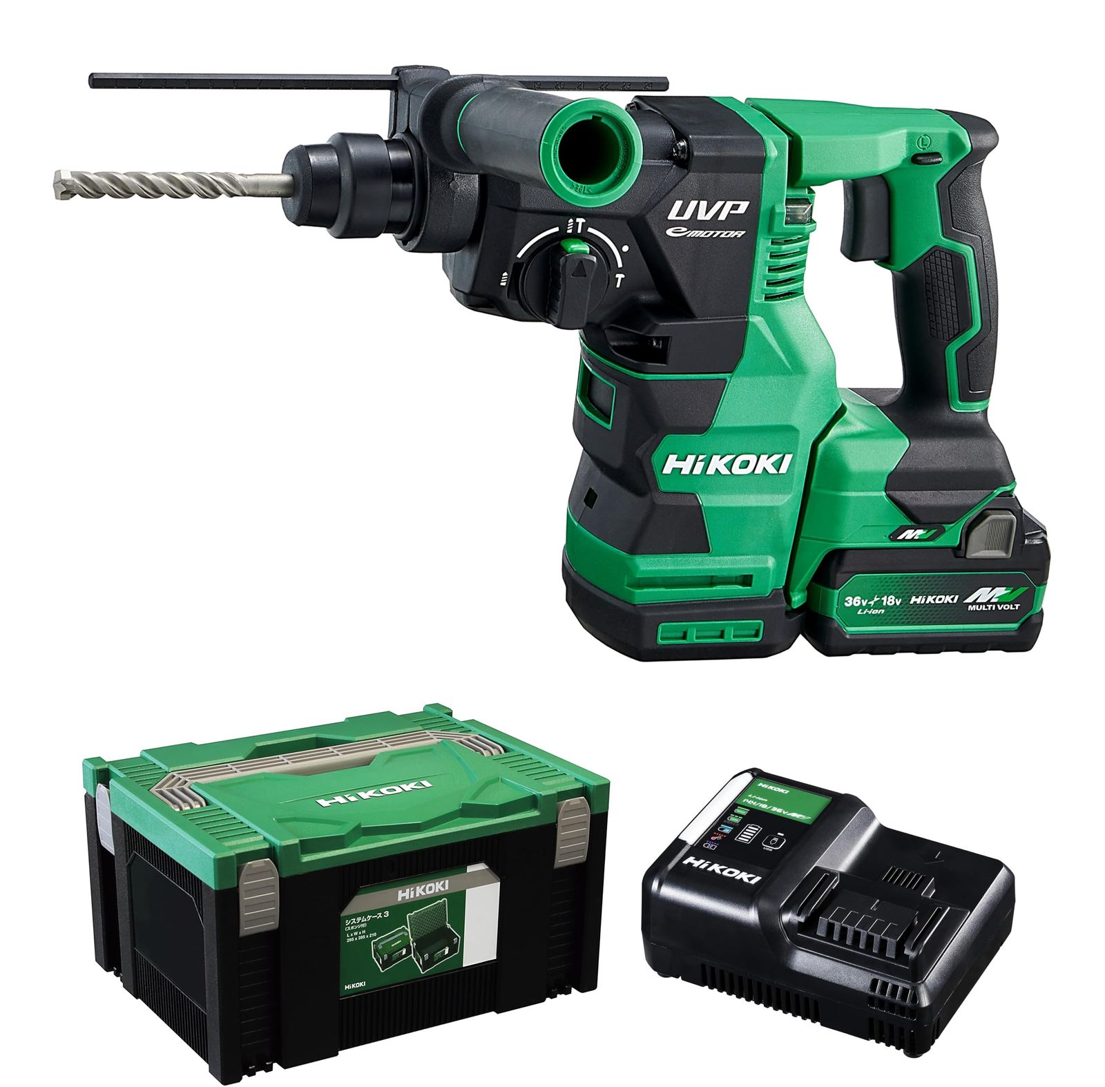 【Amazon.co.jp限定】HiKOKI(ハイコーキ) 36V 充電式 ロータリハンマドリル DH3628DA SDSプラスシャンク 蓄電池1個・充電器・ケース付 DH3628DA(XPZ) [なし] [バッテリー ×1個+充電器 セット]