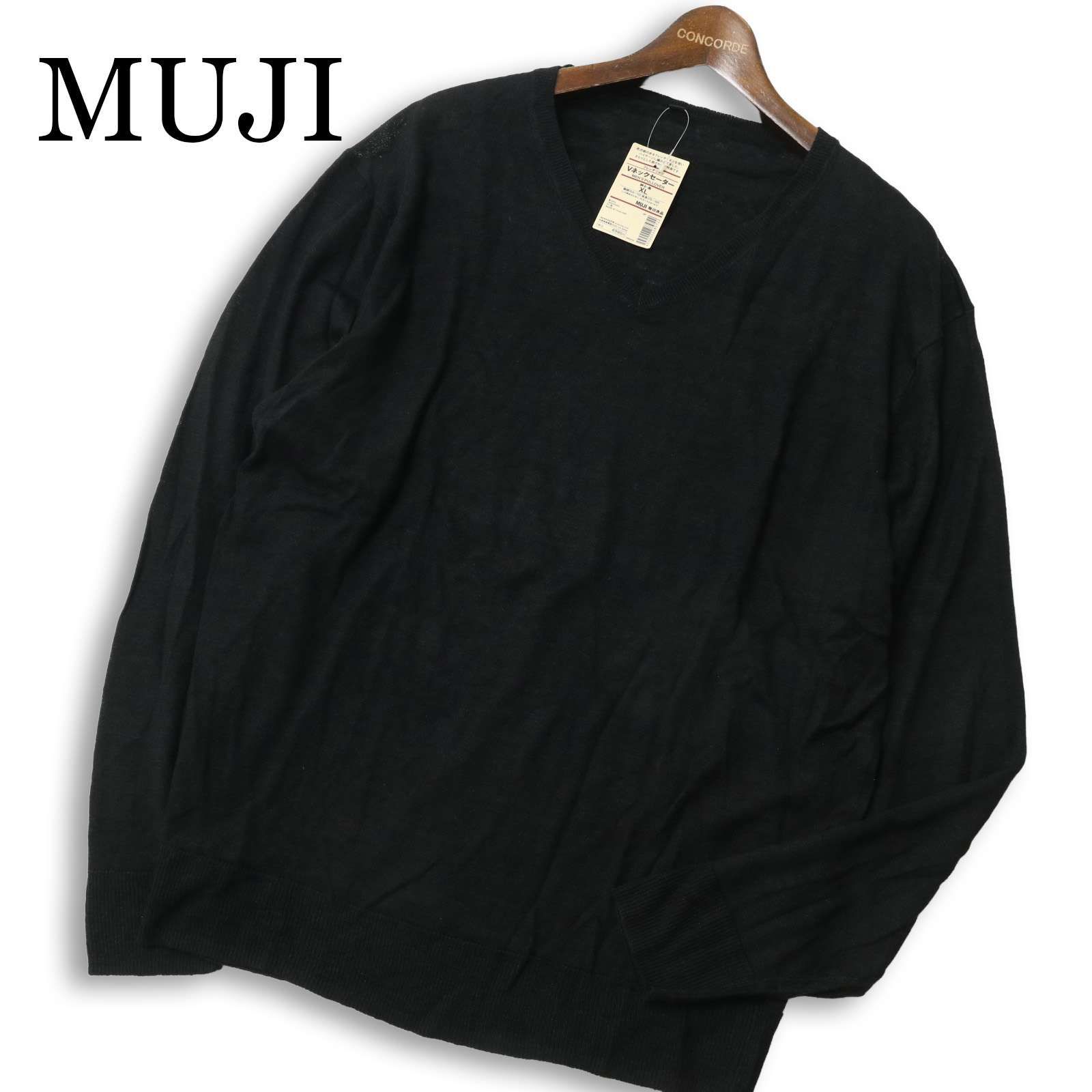 新品 未使用】 MUJI 無印良品 春夏 麻☆ フレンチ リネン100％ Vネック 