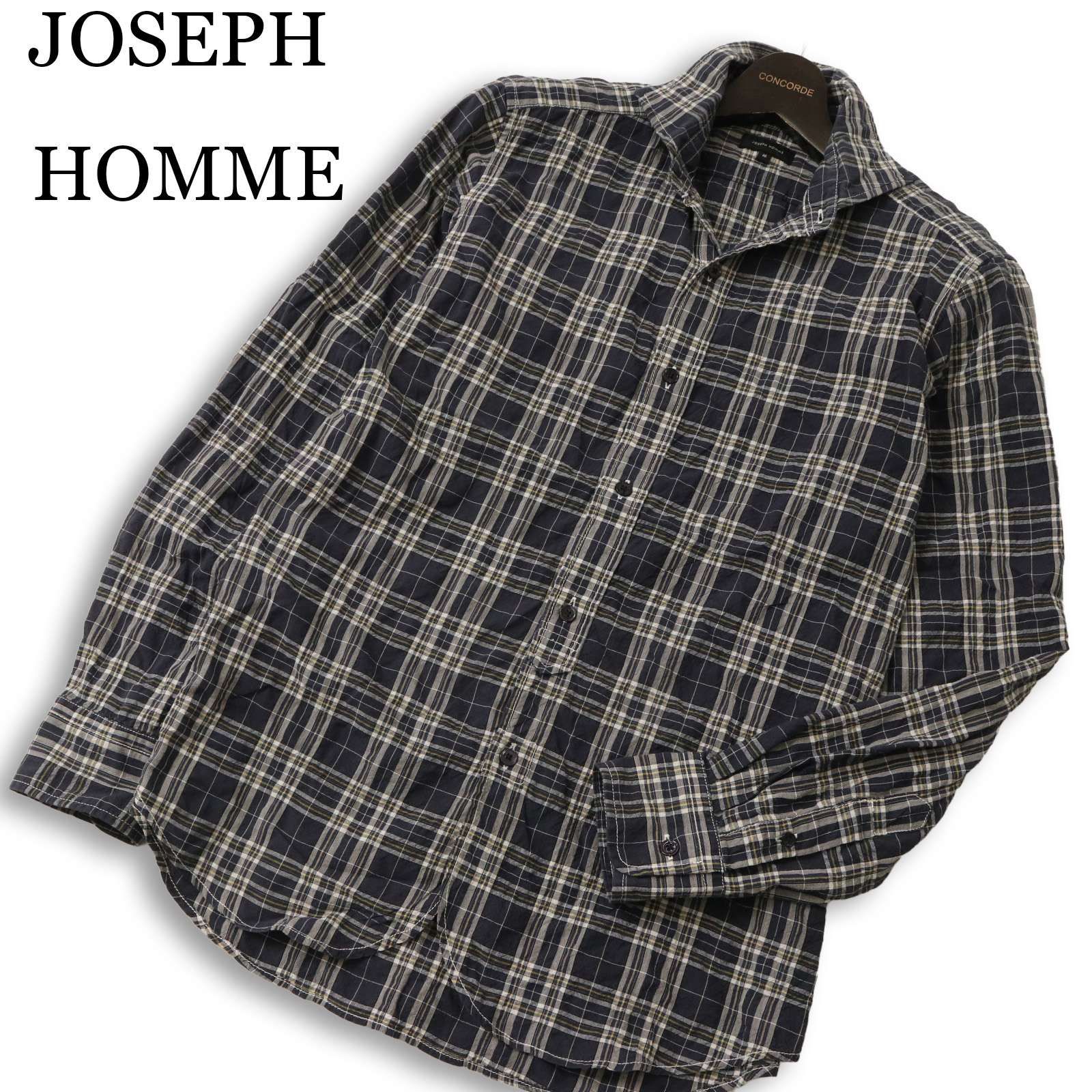 JOSEPH HOMME ジョセフ オム 春夏☆ 麻 リネン混 長袖 チェック シャツ 