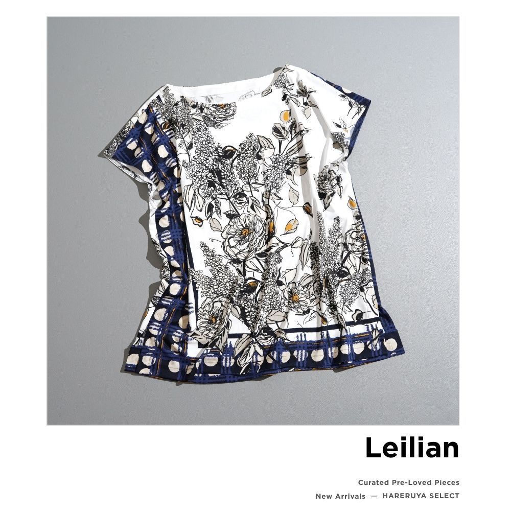 240t*美品 Leilian レリアン ボタニカル柄プリント フレンチスリーブ
