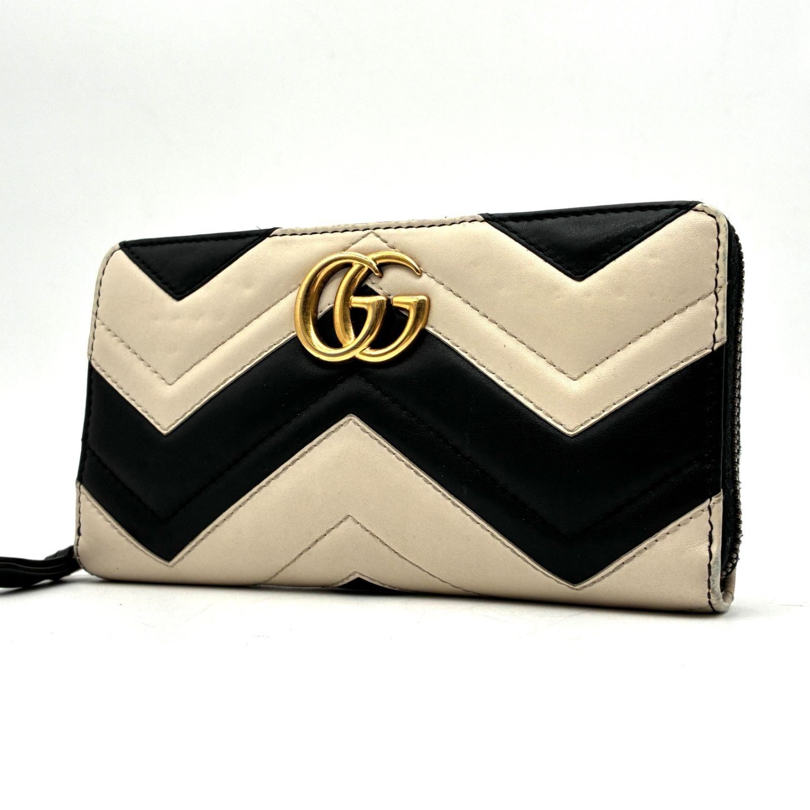 美品 GUCCI グッチ GGマーモント 長財布 ラウンドファスナー