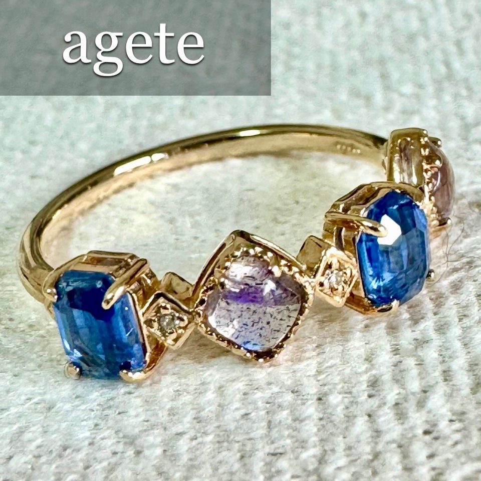 ♢﻿現行品♢﻿agete K10 マルチカラーリング 11号 美品 ageteマルチカラーリング 11号サイズ agete アガット リング