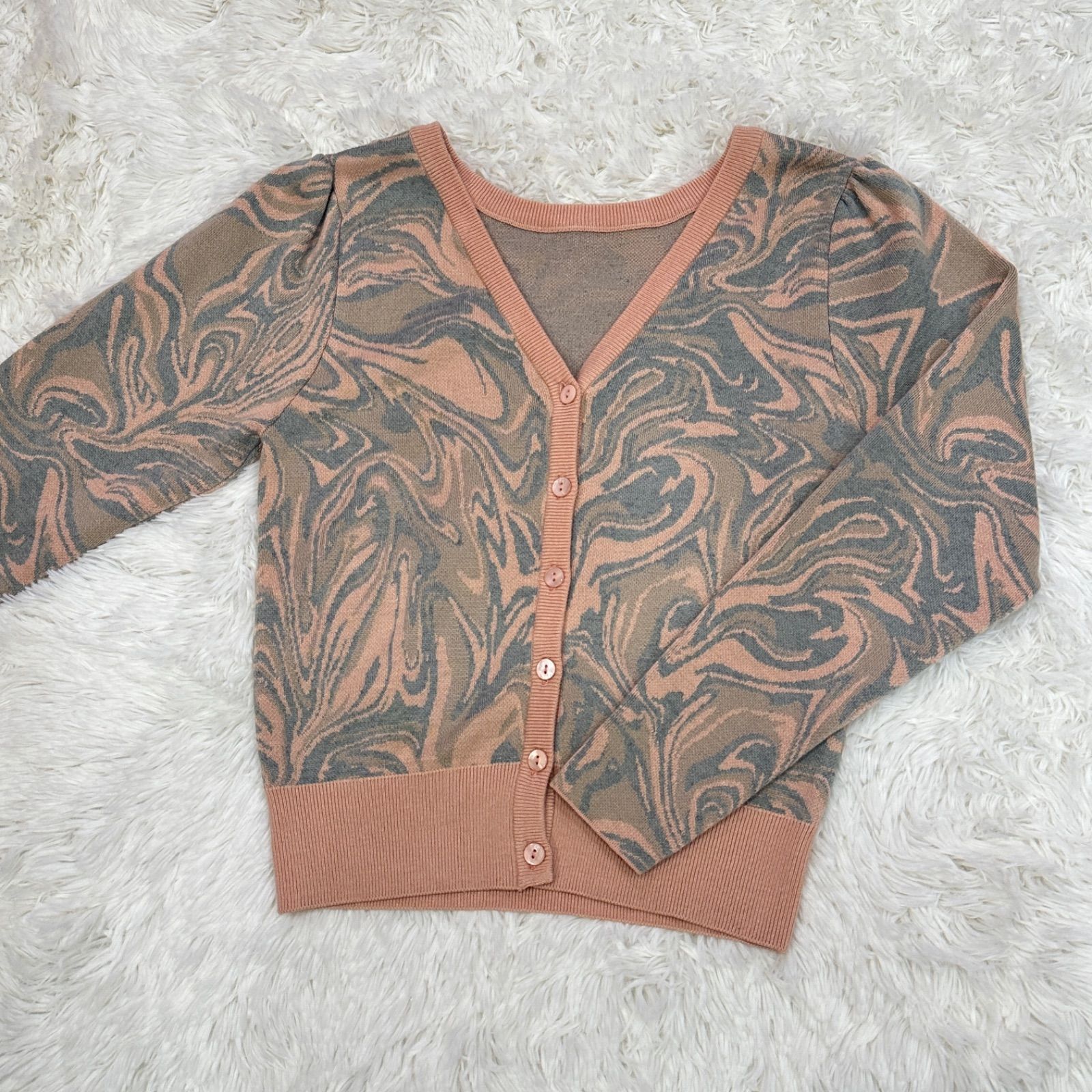 カーディガン Ameri VINTAGE - Ameri vintage 2way marble petit knit 美品】AMERI 2WAY MARBLE PETIT KNIT アメリ アメリヴィンテージ