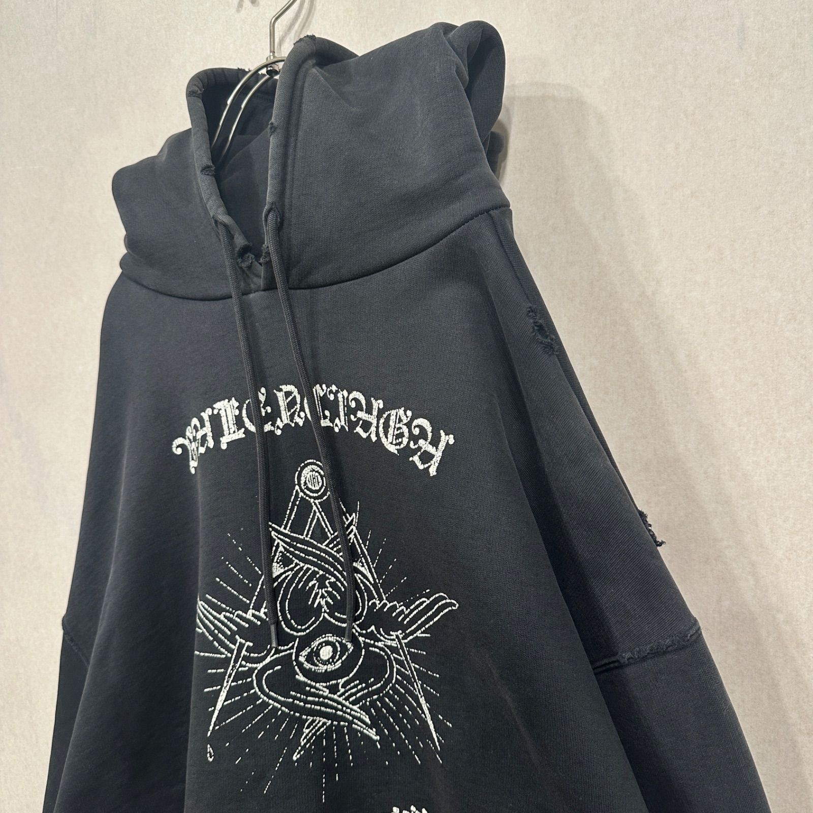 美品】BALENCIAGA バレンシアガ デストロイパーカー M 黒 ブラック 