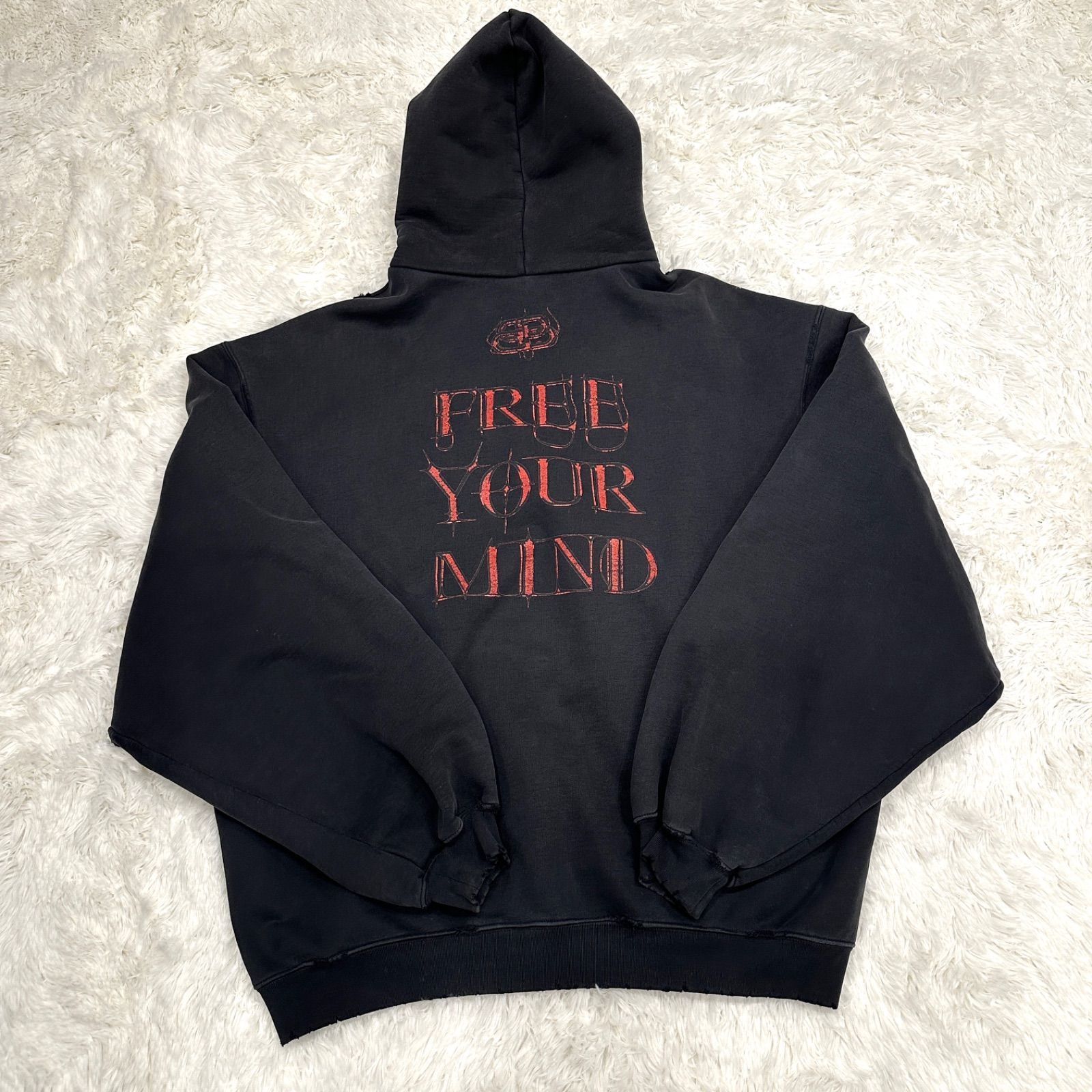 美品】BALENCIAGA バレンシアガ デストロイパーカー M 黒 ブラック 