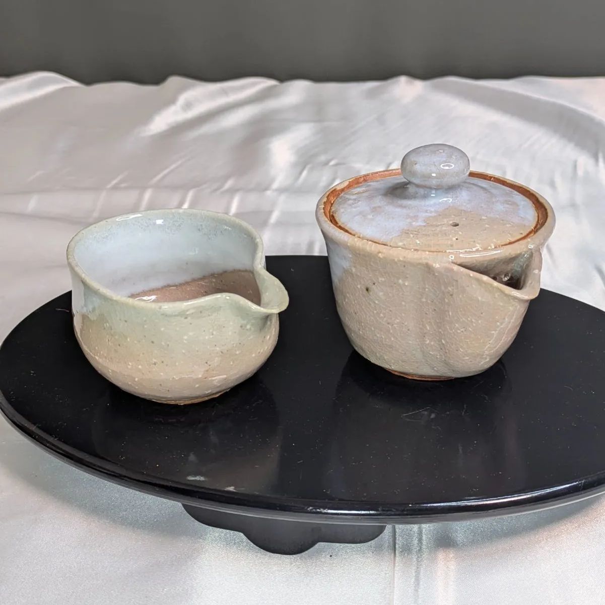 手銭旭峰 萩焼 煎茶器揃 宝瓶 共箱 しおり 未使用品 湯冷まし 煎茶碗 6