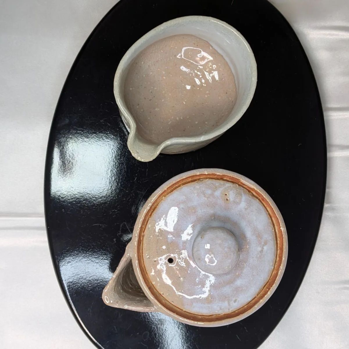 骨董品　萩焼 茶器揃 煎茶碗 皿 セット 手銭旭峰 萩焼 煎茶器揃 宝瓶 共箱 しおり 未使用品 湯冷まし 煎茶碗 6