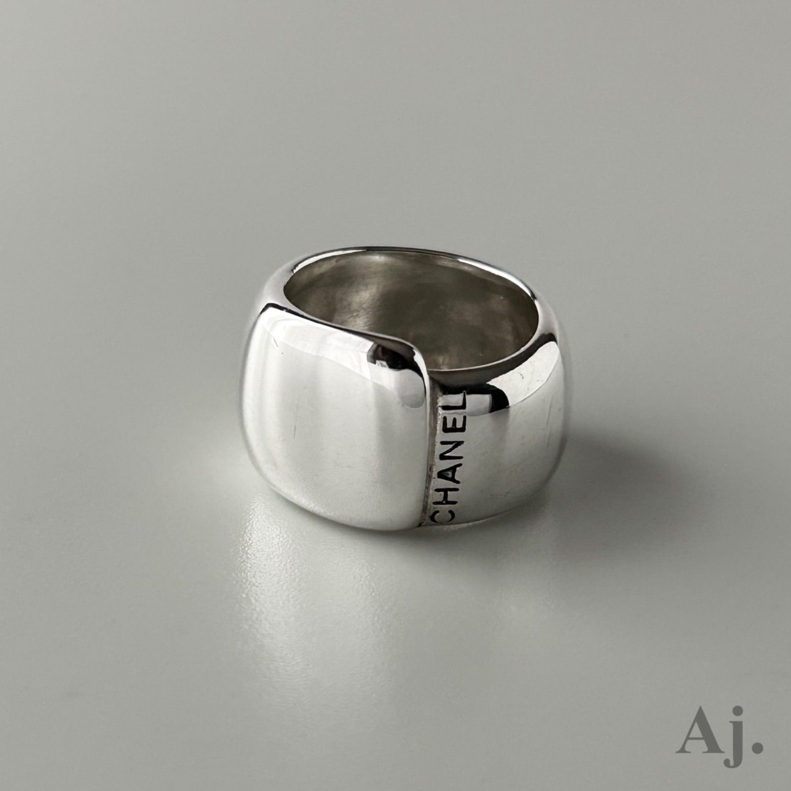 使用感有】 シャネル リング 指輪 ロゴ ワイド Silver 925 