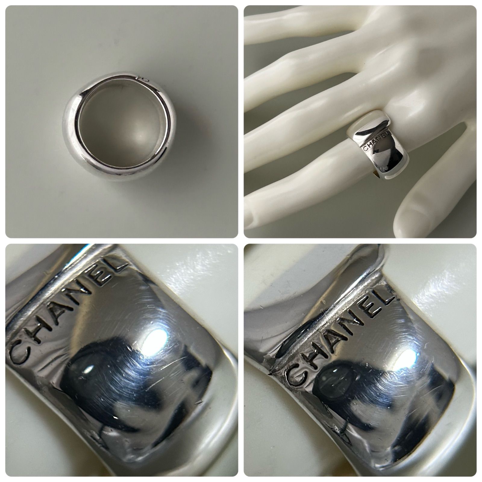 使用感有】 シャネル リング 指輪 ロゴ ワイド Silver 925 