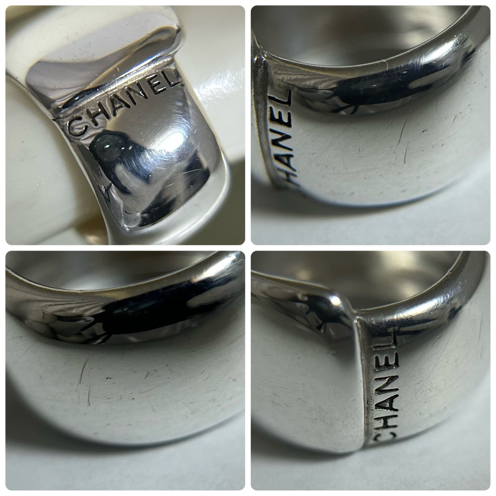 使用感有】 シャネル リング 指輪 ロゴ ワイド Silver 925 