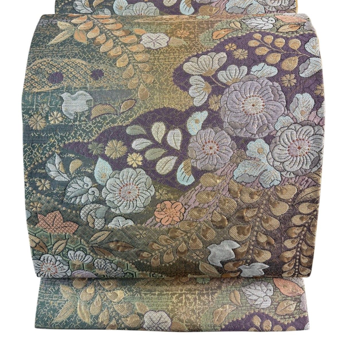 美品】 袋帯 秀品 やまと 辻が花柄 霞 箔 金銀糸 紫 六通 正絹 美品】 袋帯 秀品 やまと 辻が花柄 霞 箔 金銀糸 紫 六通 正絹