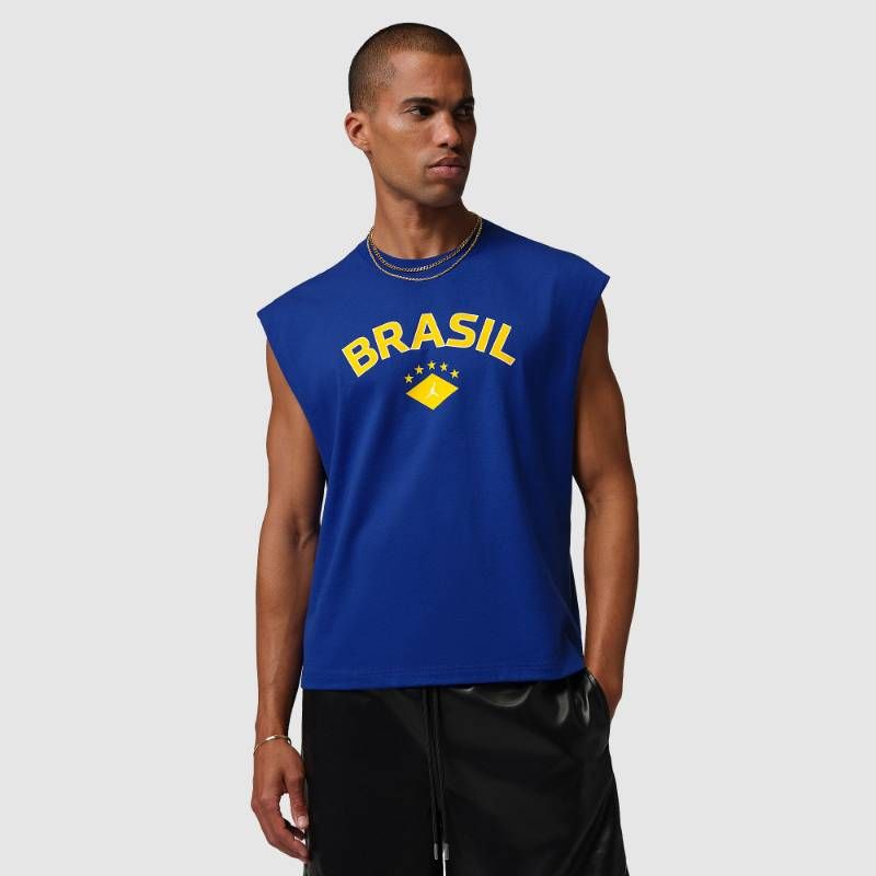 【送料無料・匿名配送】Jordan ジョーダン ブラジル代表 2026 公式 スリーブレス Tシャツ 青 Jumpman 新品 正規品