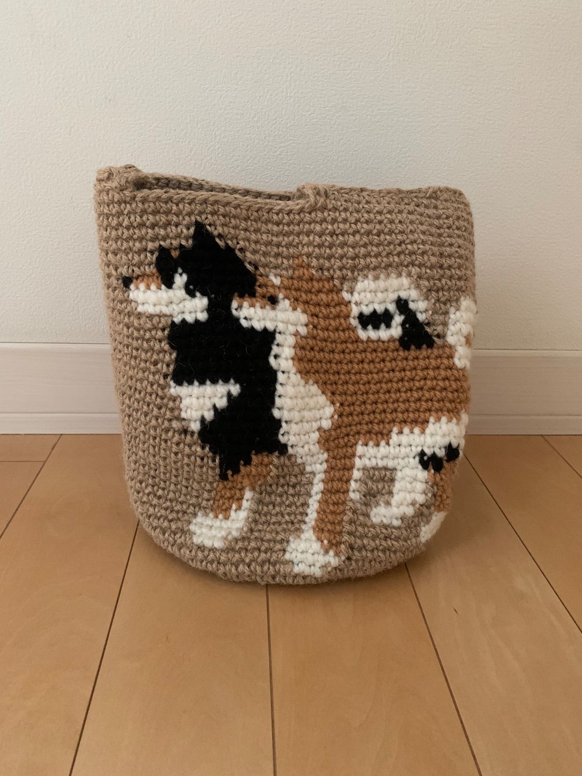 麻ひもかごバッグ 柴犬 ハンドメイド - メルカリ