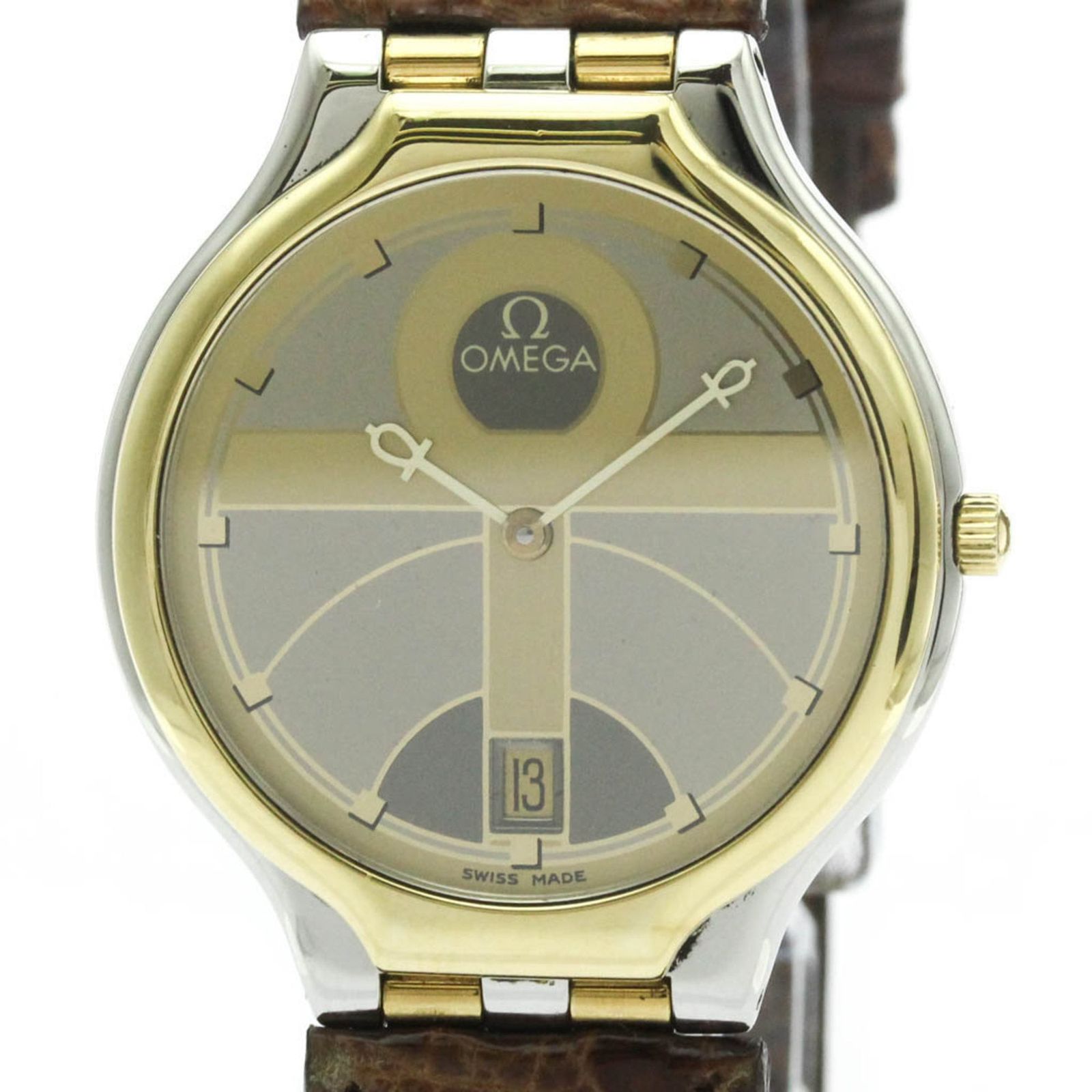 オメガ (OMEGA) デビル 18K ゴールド ステンレススチール レザー 