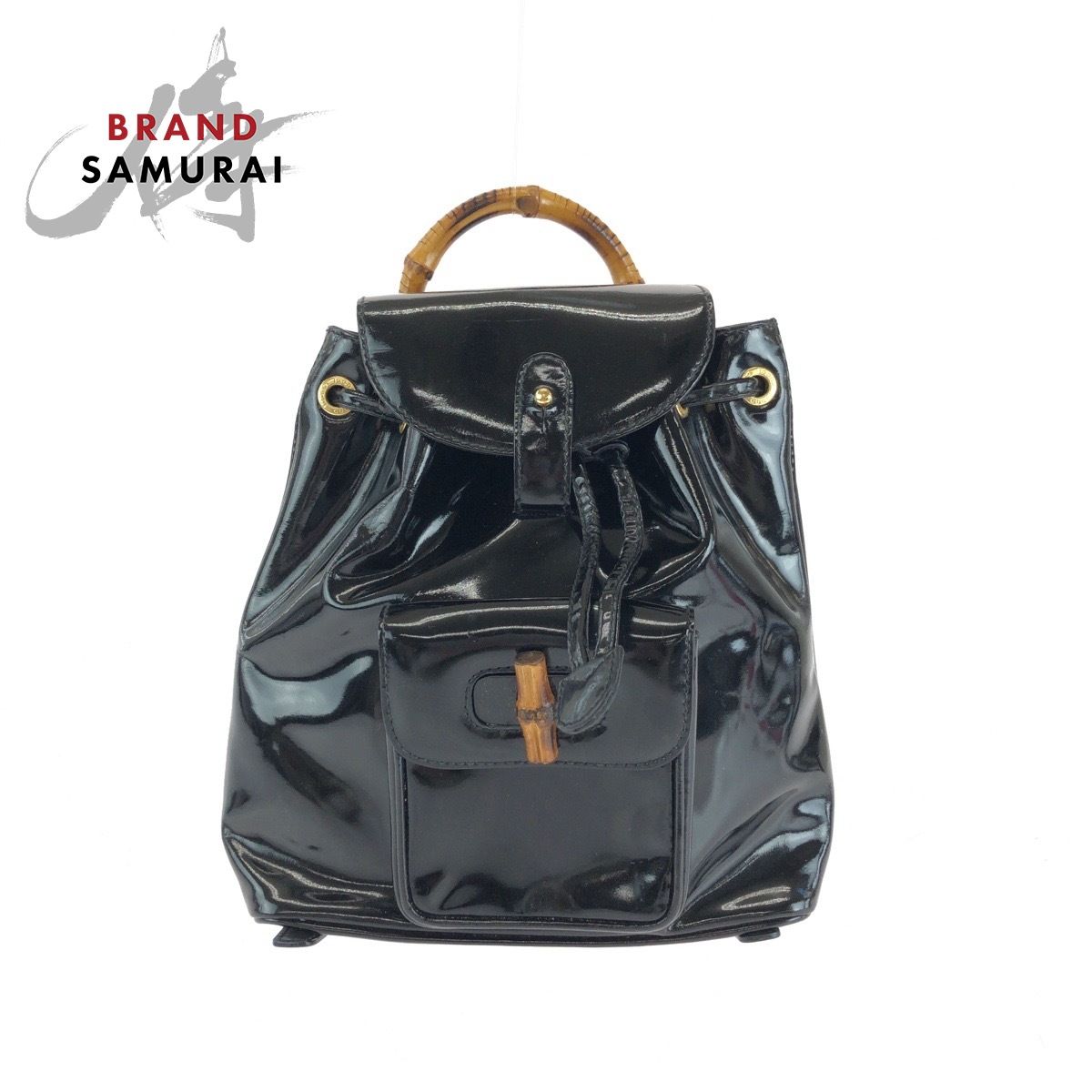 美品 GUCCI グッチ バンブー ブラック 黒 ゴールド金具 パテント 美品 GUCCI グッチ バンブー ブラック 黒 ゴールド金具 パテント