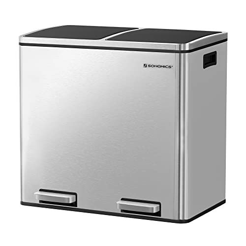 新品 SONGMICS ゴミ箱 ダストボックス 2分別 ゴミ袋付き ペダル式