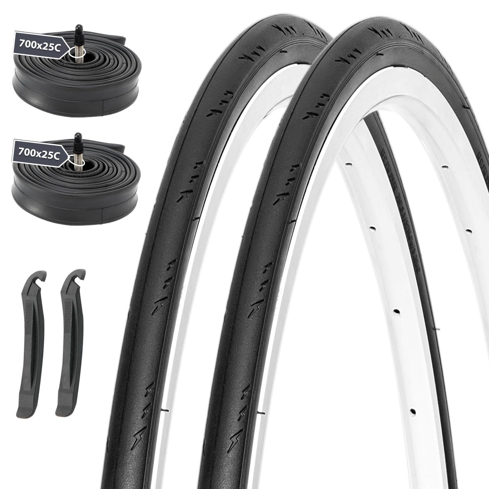 新品 MOHEGIA 700x25C ロードバイク 自転車タイヤ 2組セット: 700C 25 