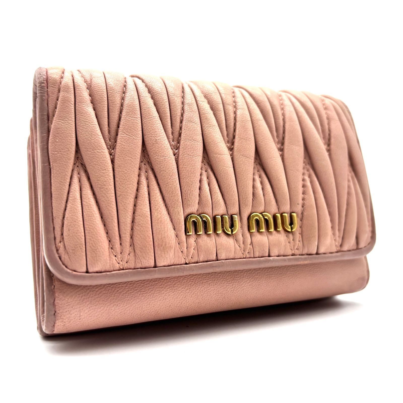 MIU MIU ミュウミュウ マテラッセ 三つ折り財布 L字ファスナー ナッパ 